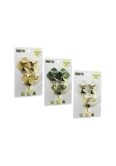 İbico İ17-009 3'lü Gold Geyik Figürlü Krom Görünümlü Plastik Askı Yapışkanlı, Mika Kristal Plaka 3kg- 12'li Paket