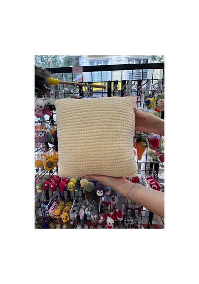 Örgü Araba Desenli Yastık El Yapımı Kadife Yastık Bebek/çocuk Odası Dekorasyonu 30cm X 30cm Turuncu