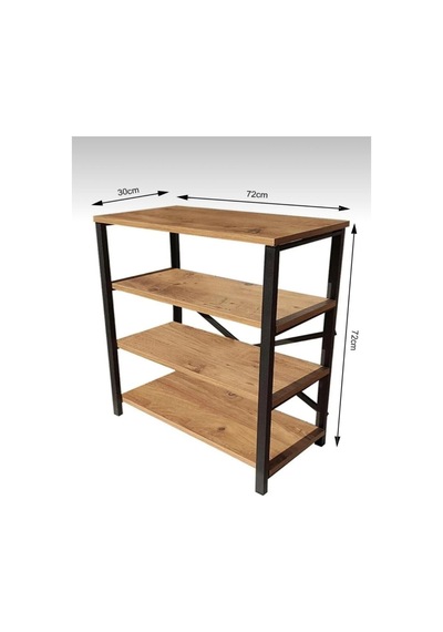 Dört Katli Çok Amaçli Raf Syah Profil Çam Sunta 72x30x72 Cm Siyah-çam