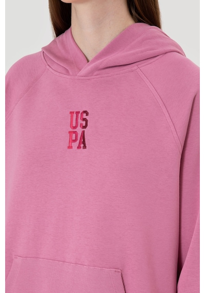 U.S. Polo Assn. Kadın Koyu Pembe Yırtmaçlı Kapüşonlu Sweatshırt 50313611-VR167