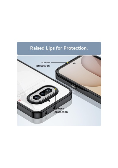 Caseonn Nothing Phone 4a Kılıf Kamera Korumalı Darbe Emici Şeffaf Arka Kapak Siyah