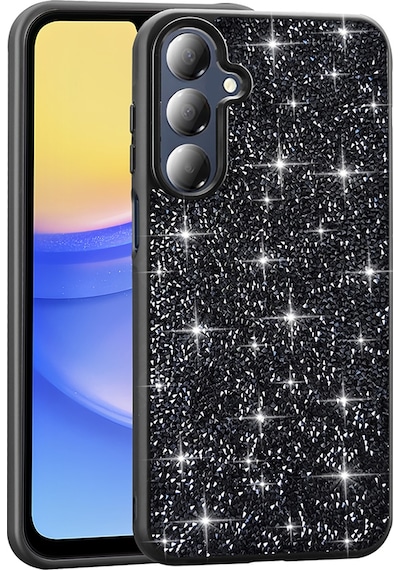 Galaxy A16 Kılıf Parlak Taşlı Tasarım Zore Pırlanta Kapak Siyah