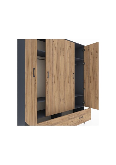 Hyperion Gardrop 6 Raflı 2 Çekmeceli 2 Askılı 176x44x221 Antrasit-çam Beyaz Hyperion Gardrop 6 Raflı 2 Çekmeceli 2 Askılı 176x44x221 Antrasit-çam Beyaz