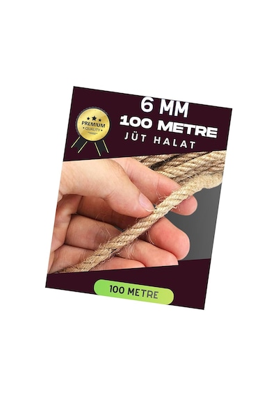 6 Mm 100 Metre Jüt Halat Dekoratif Hasır İp Urgan Süs Evimdeyokyok