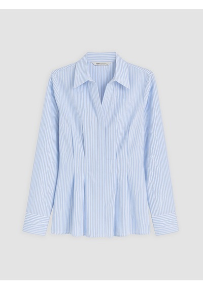Lcw Everyday Mavi Çizgili Peplum Kadın Gömlek