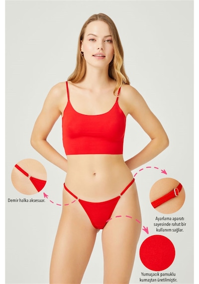 Cottonhill Cottonhıll Basic Pamuklu Beli Ayarlanır Kadın Tanga Külot 9'lu Paket