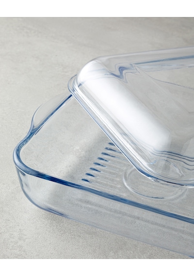 English Home Bake&serve Cam Kapaklı Kare Izgaralı Fırın Kabı 24 X 21,2 Cm Şeffaf Şeffaf
