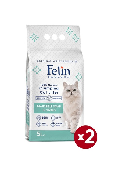 Felin Marsilya Sabunu Kokulu Topaklaşan Bentonit Kedi Kumu 2 x 5 L