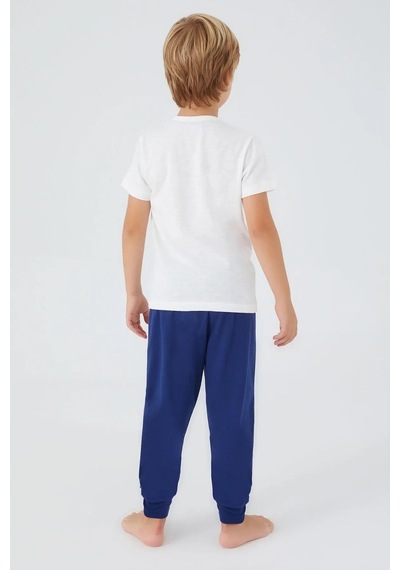 U.s. Polo Assn. 1315 Erkek Çocuk Writing Kısa Kol Pijama Takım Krem