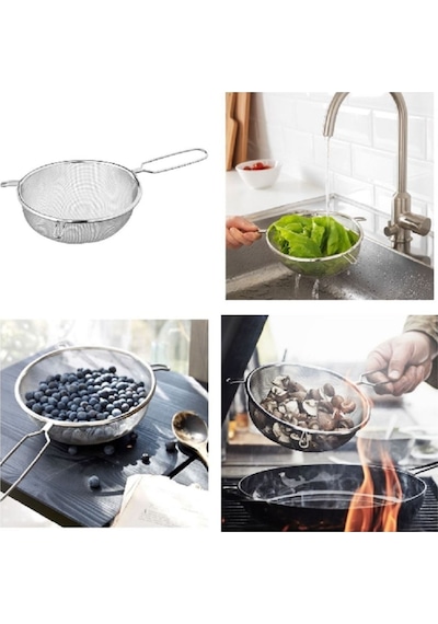 Ikili Paslanmaz Set, Idealısk Paslanmaz Çelik Rende + Orta Boy Paslanmaz Çelik Metal Süzgeç 20 Cm Metalik