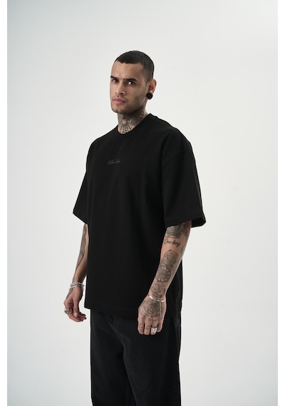 Respire Erkek Da Vinci Baskılı Oversize T-shirt Siyah