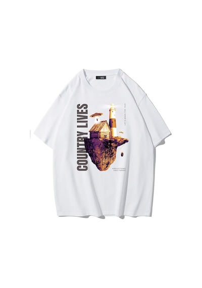 Brz Collection Unisex Oversize Floatingısland T-shirt-beyaz Beyaz
