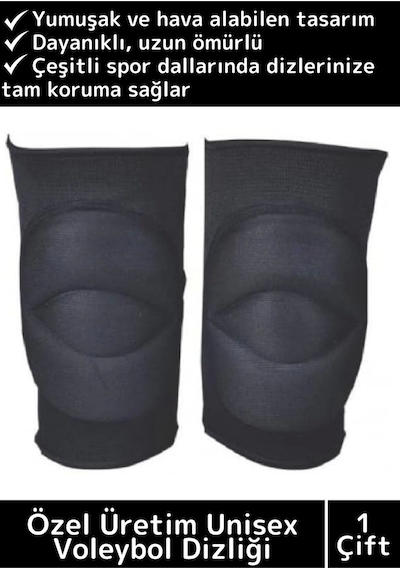 Luxery Özel Üretim Esnek Yumuşak Koruyucu Unisex Voleybol Futbol Dizliği Siyah