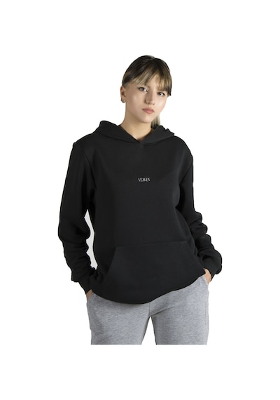 Blackjack Giyim Unisex Siyah Önü Baskılı Kalın 2 Iplik Şardonlu Kapüşonlu Hoodie Sweatshirt Siyah1