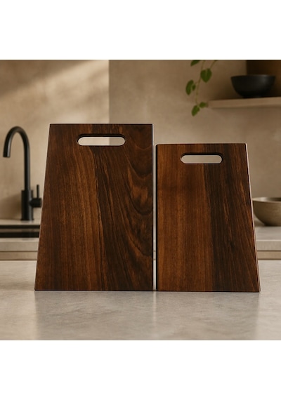 Hıcowood Doğal Ceviz 2'li Kesme Sunum Tahtası Seti -Lazerle İsim/Söz Yazılır