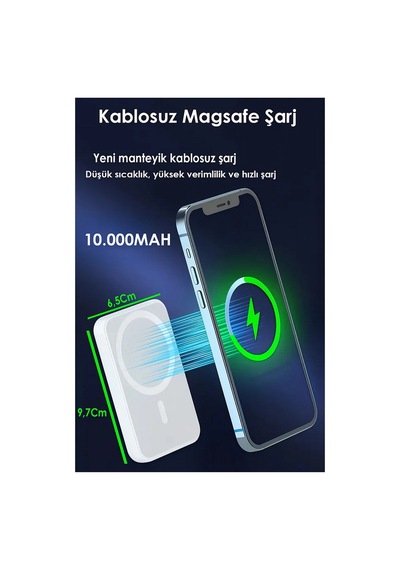 Magsafe 10000 Mah Powerbank Taşınabilir Kablosuz Şarj Cihazı Iphone Uyumlu Wireless