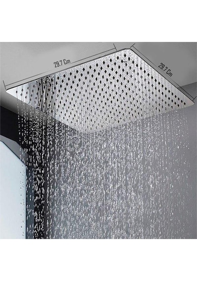T-May Banyo Sart Kare Tepe Duş Seti Başlığı 30X30 Paslanmaz Metal Krom