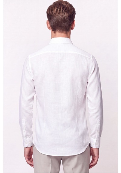 Slim Fit İtalyan Yaka Beyaz Gömlek G 1610