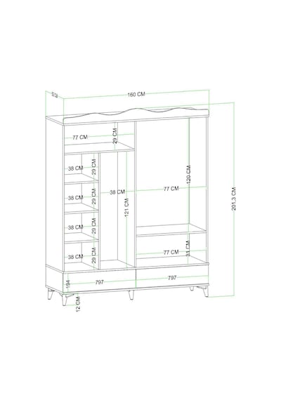 Nova 4 Kapaklı 2 Çekmeceli Aynalı Gardırop Beyaz Nova 4 Kapaklı 2 Çekmeceli Aynalı Gardırop Beyaz