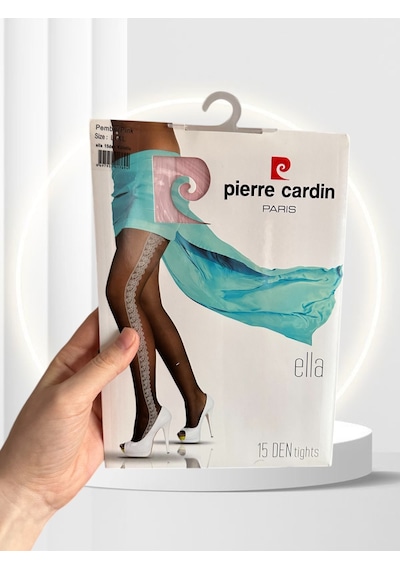 Pierre Cardin Ella Pembe Yanı Beyaz Dantelli Şık 15 Den İnce Tül Pembe