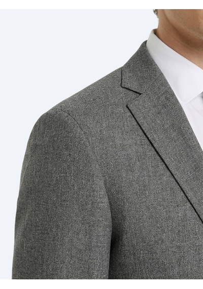 Kip Haki Desenli Regular Fit Keten Karışımlı Ceket