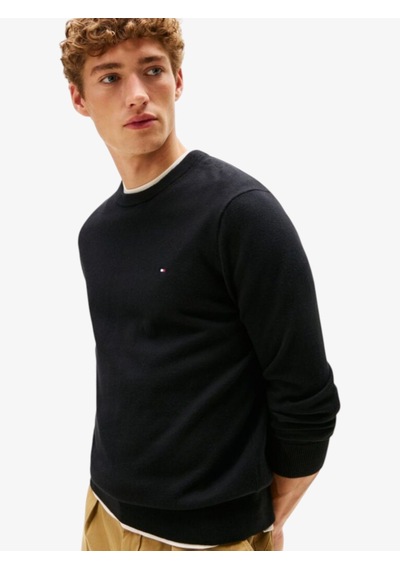 Tommy Hilfiger Pıma Org Ctn Cashmere Crew Neck Erkek Siyah Kazak - Mw0mw28046