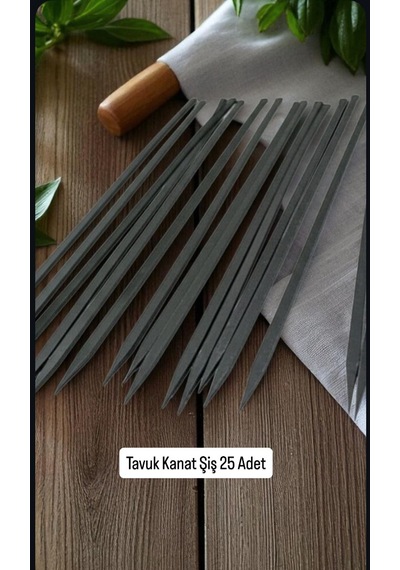 Tavuk Kanat Şişi 25 Adet-yassı Silme Demir-tavuk Şişi Boy 60cm