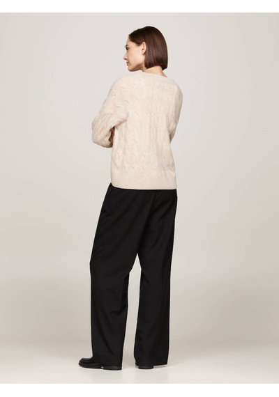Tommy Hilfiger Soft Wool Cable Cardıgan Kadın Bej Hırka - Ww0ww43089 Bej