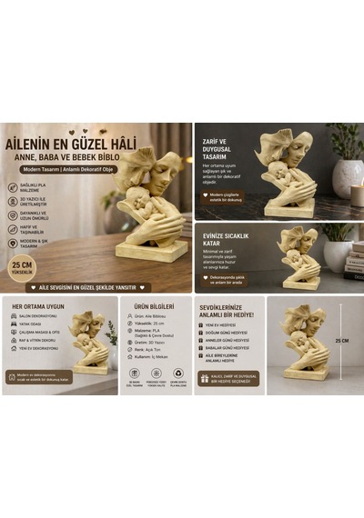 Modern Aile Biblosu Anne Baba Bebek Figürlü Dekoratif Obje 3d Baskı Sağlıklı Pla 25 Cm Şık Tasarım 25cm Modern Aile Biblosu Anne Baba Bebek Figürlü Dekoratif Obje 3d Baskı Sağlıklı Pla 25 Cm Şık Tasarım 25cm