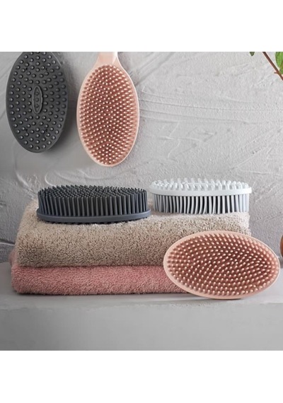 2 Adet Vücut Masaj Fırçası, Çift Taraflı Sırt Kese Banyo Duş Bebek Masaj Yumuşak Fırça Füme+pembe Çok Renkli