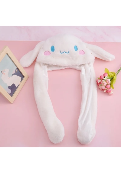 Mj Toys Sanrio Kuromi Cinnamoroll My Melody Şapka Kulakları Hareket Eden Şapka Işıklı Modlu Peluş Bere Şapka Beyaz