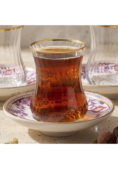 Sandro Moreno 1898 Mistik Gold Optik 12 Parça 6 Kişilik Çay Seti 150 Ml Renkli