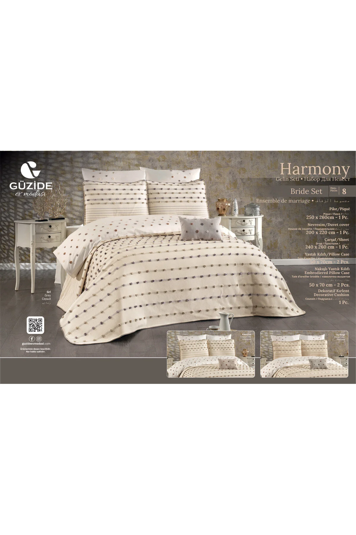 Güzide Harmony Gri Çeyiz Paketi Gri