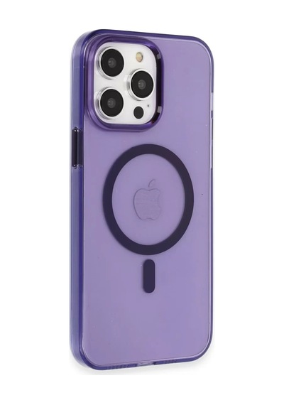 Newface Apple İphone 14 Pro Kılıf Tron Şeffaf Magsafe Kapak - Derin Mor