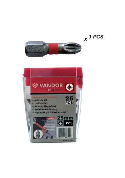 Vandor Anti Slip Bit Kaydırmaz Bits S2 Yüksek Kalite Çelik Pz3 25 - 637962027907