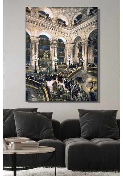 Kanvas Duvar Tablosu Dikey Tekli Salon Mutfak Yatak Odası Ofis Paris Opera Binasi Mimari Sanat