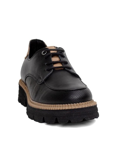 Mammamia D24ya-3850 Kadın Deri Oxford Ayakkabı D24YA-3850-R7307 Siyah