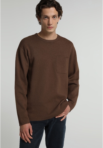 Colin's Colins Relaxed Fit Yuvarlak Yaka Jakarlı Erkek Kahverengi Kazak Cl1082014 Q1.v2 Brw
