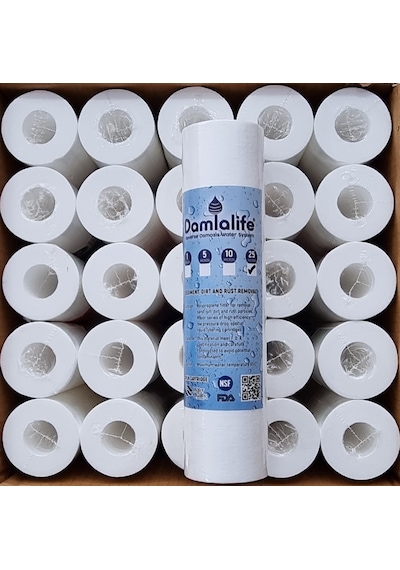 Damlalife 10"Inç 25 Micron Sediment Spun Elyaf Filtre 25 Adet