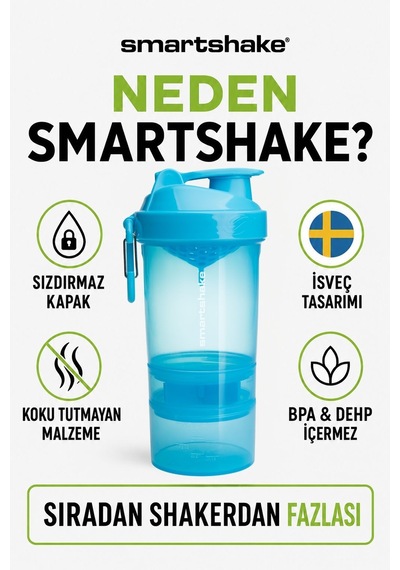 Smartshake Original2go Serisi 600 Ml Neon Mavi Protein Shaker