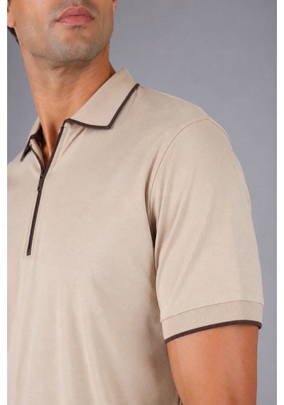 Bisse Bej Çerçeve Polo Yaka Fermuarli T-shirt Ts26y26102 C07