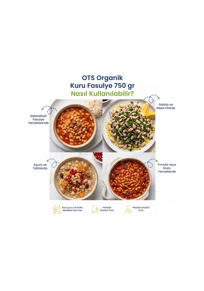 Ots Organik Kuru Fasulye 750 gr (Organik Sertifikalı, Pestisit Analizli)