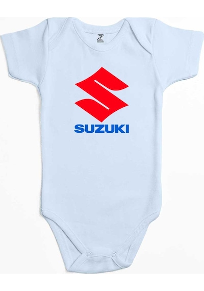 Zepplin Giyim Suzuki Logo Text Ekru Bebek Body Zıbın
