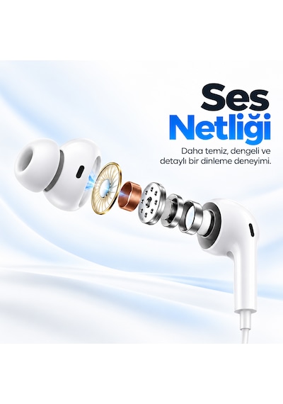 Woyax Mikrofonlu Kablolu Lightning Kulak İçi Kulaklık Silikonlu Güçlü Bass İphone İpad Uyumlu Wy-ec01l