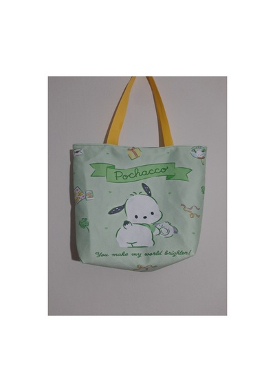 Owl Bag Sanrio Kawai - Pochacco Desenli Tasarım Kumaş Omuz Çantası Yeşil