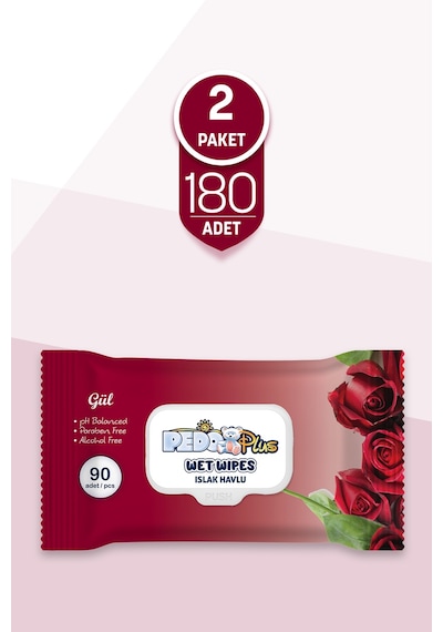 Pedo Gül Kokulu Islak Mendil 90'lı 2 Paket