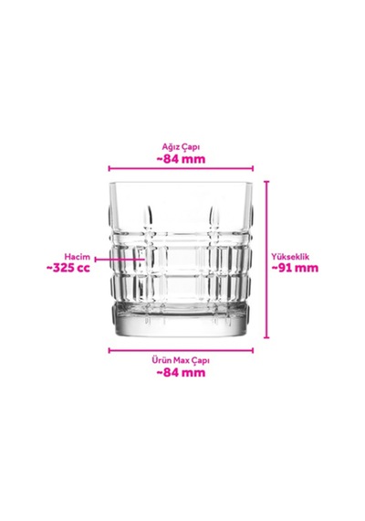 Lav Brit Cam Meşrubat Bardağı 4'lü 325 ml (Viski/Kokteyl Bardağı )