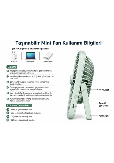 Mini Fan Ayarlanabilir Kademeli Işıklı Gece Lambası Vantilatör Beyaz