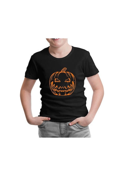 Lord Tshirt Cadılar Bayramı - Bal Kabağı Pumpkin Siyah Çocuk Tshirt 001