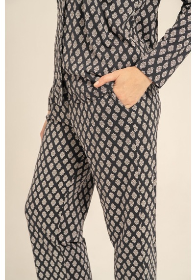 Arnetta Kadın Desenli Antrasit Gömlek Pijama Takımı Ar3750-s-v1 Ar3750-s-v1
